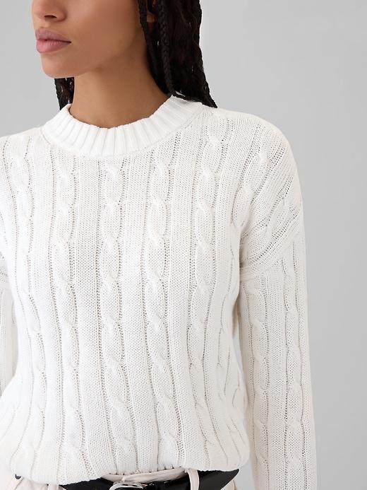 Cable-Knit Cropped Sweater Product Image