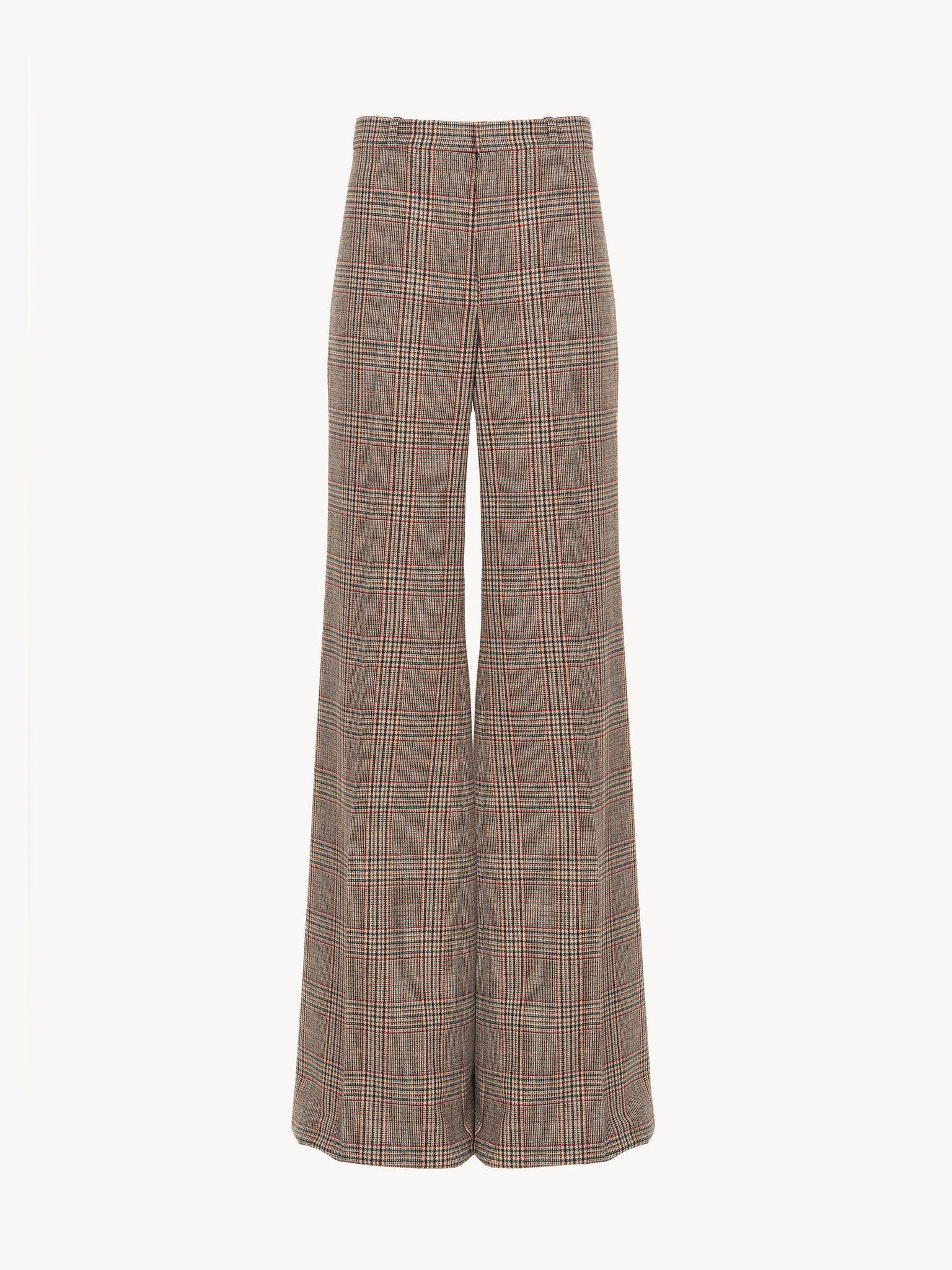 Flared tailored pants in Prince of Wales wool Product Image