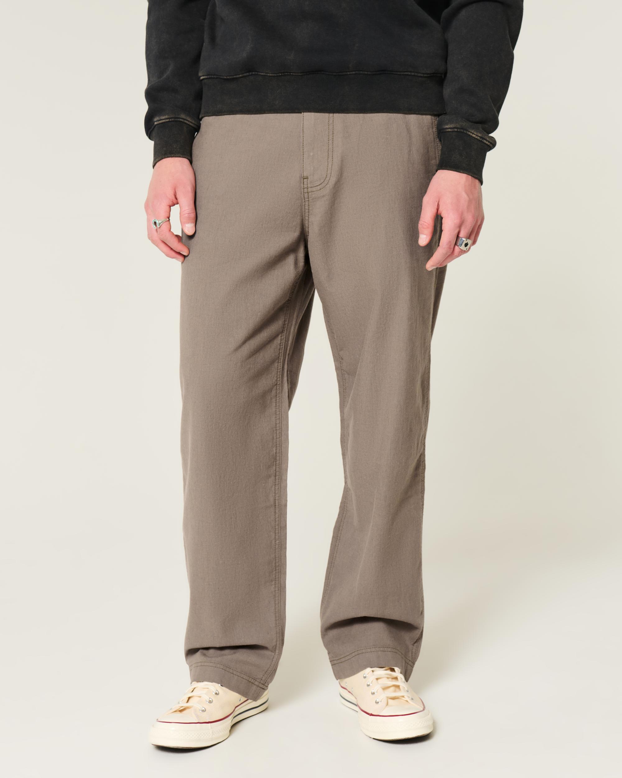 Linen-Blend Flex Waist Baggy Pants Product Image