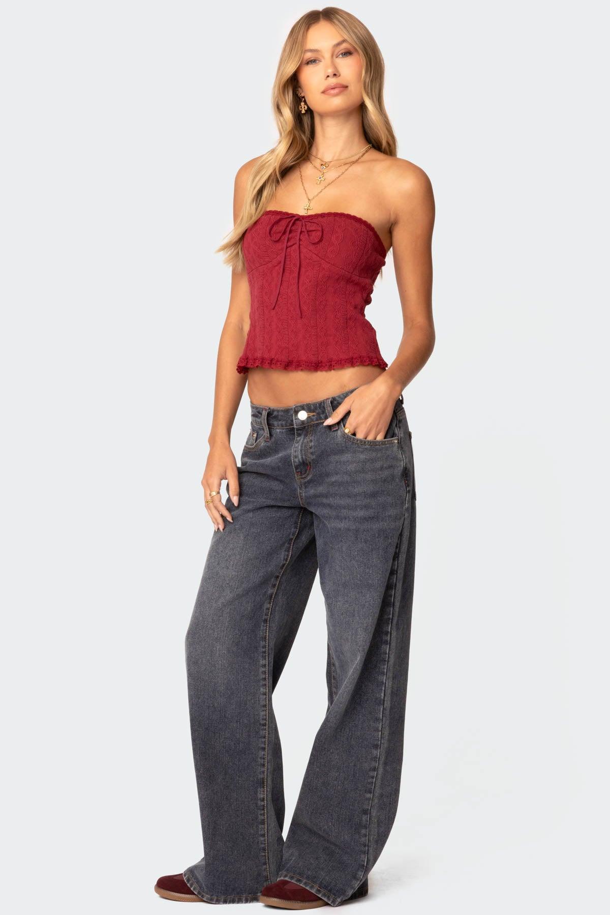 Lacey Knit Tube Top Product Image