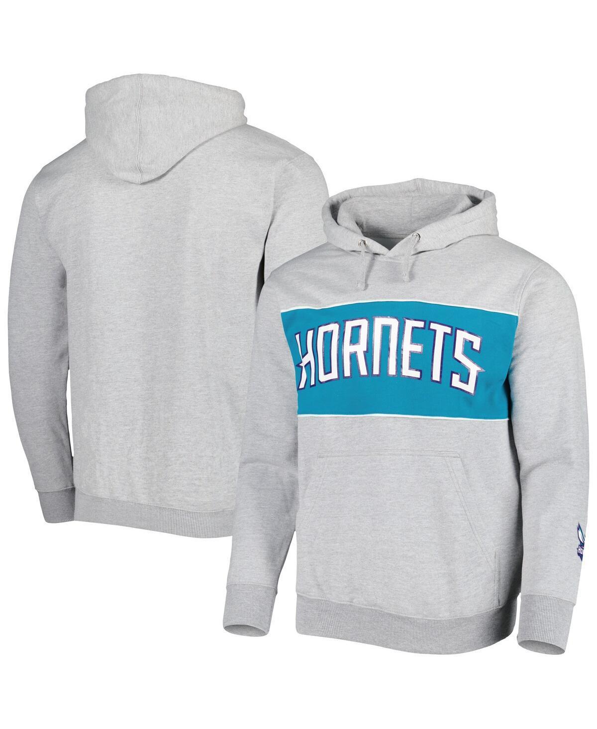 Men's Fanatics Branded Heather Gray Charlotte Hornets Wordmark French Terry Pullover Hoodie, Size: 3XL, Chr Grey Product Image