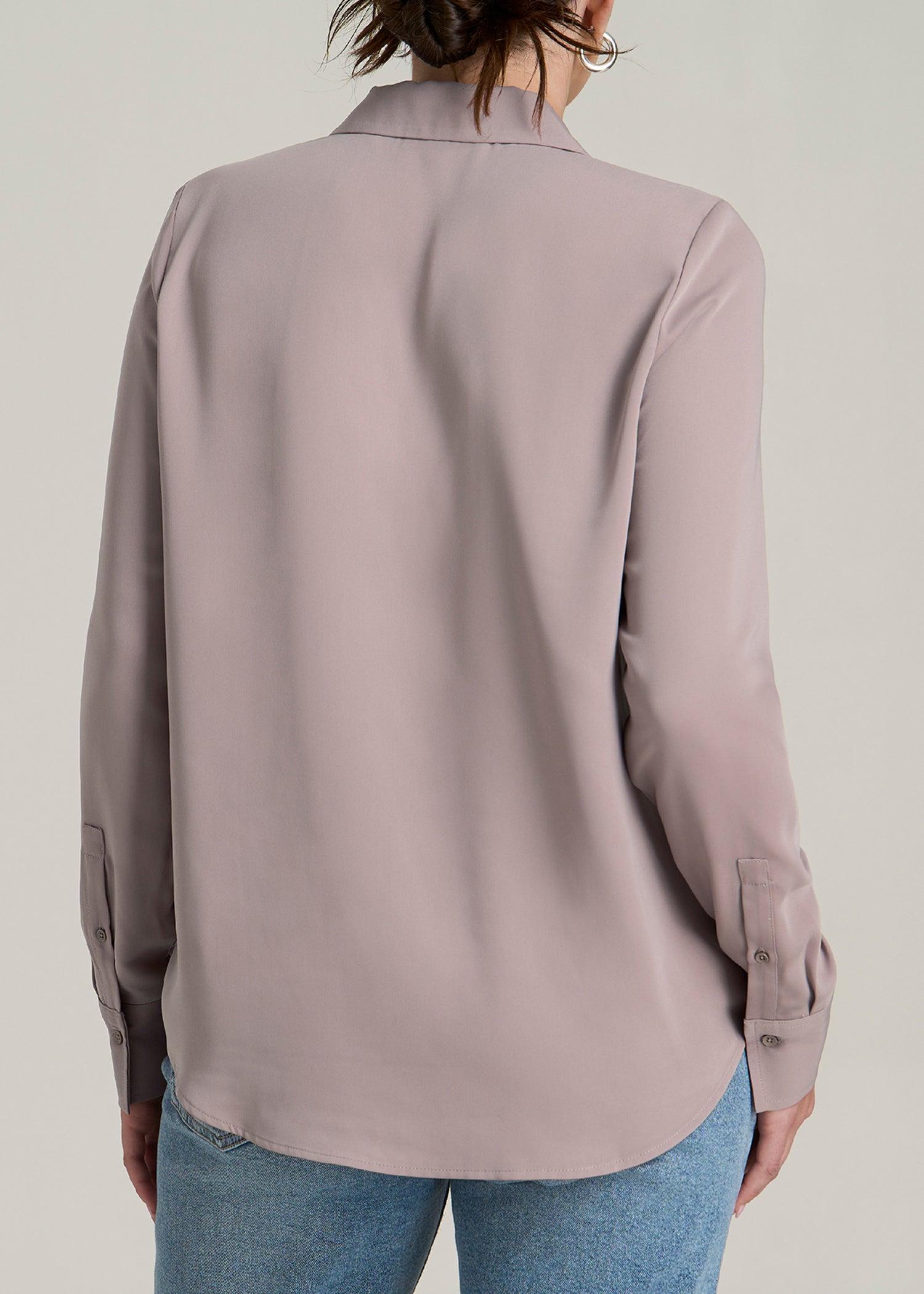 Notch Collar Tall Women's Blouse in Truly Taupe Product Image