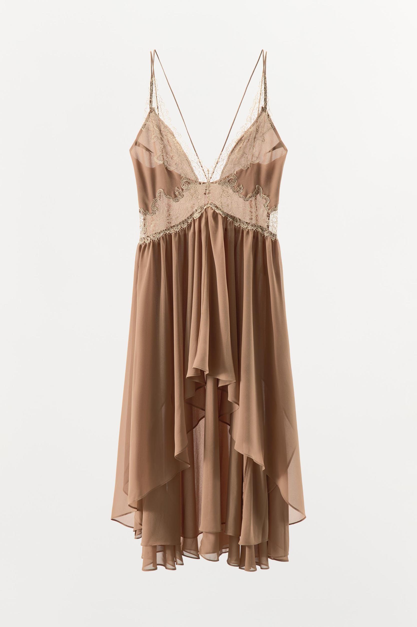 ASYMMETRIC LACE RUFFLE DRESS Product Image