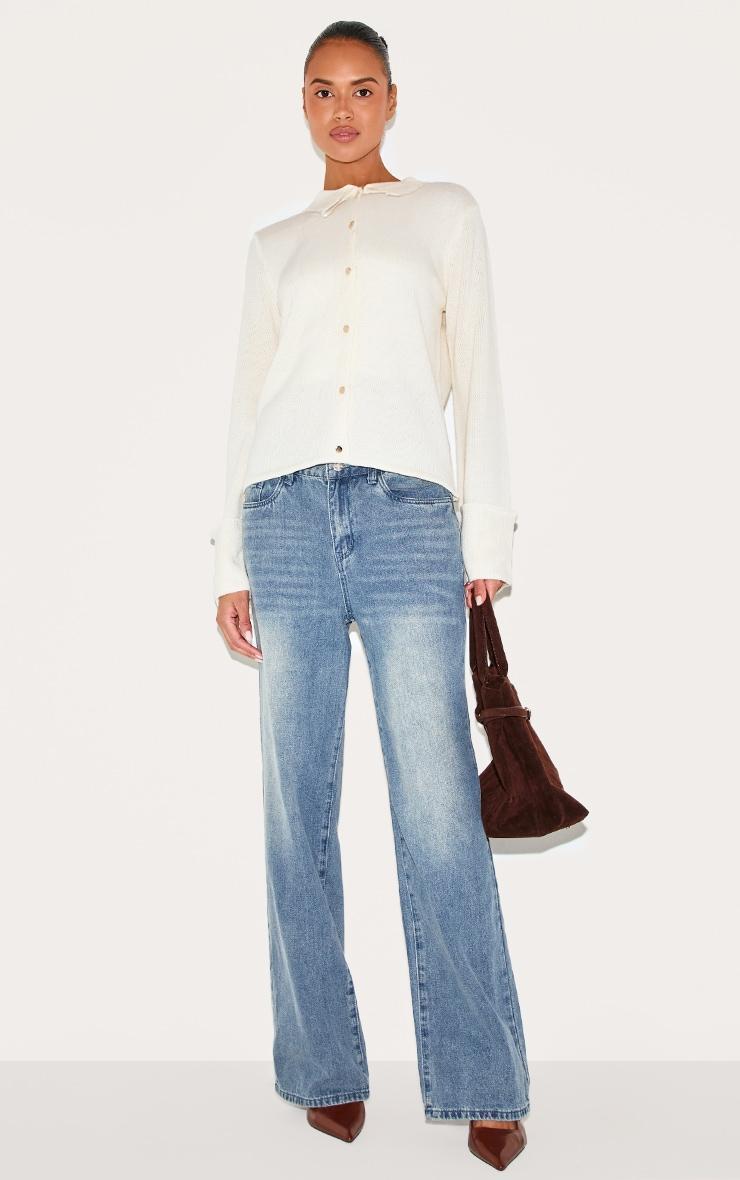 Cream Deep Cuff Button Cardigan Product Image