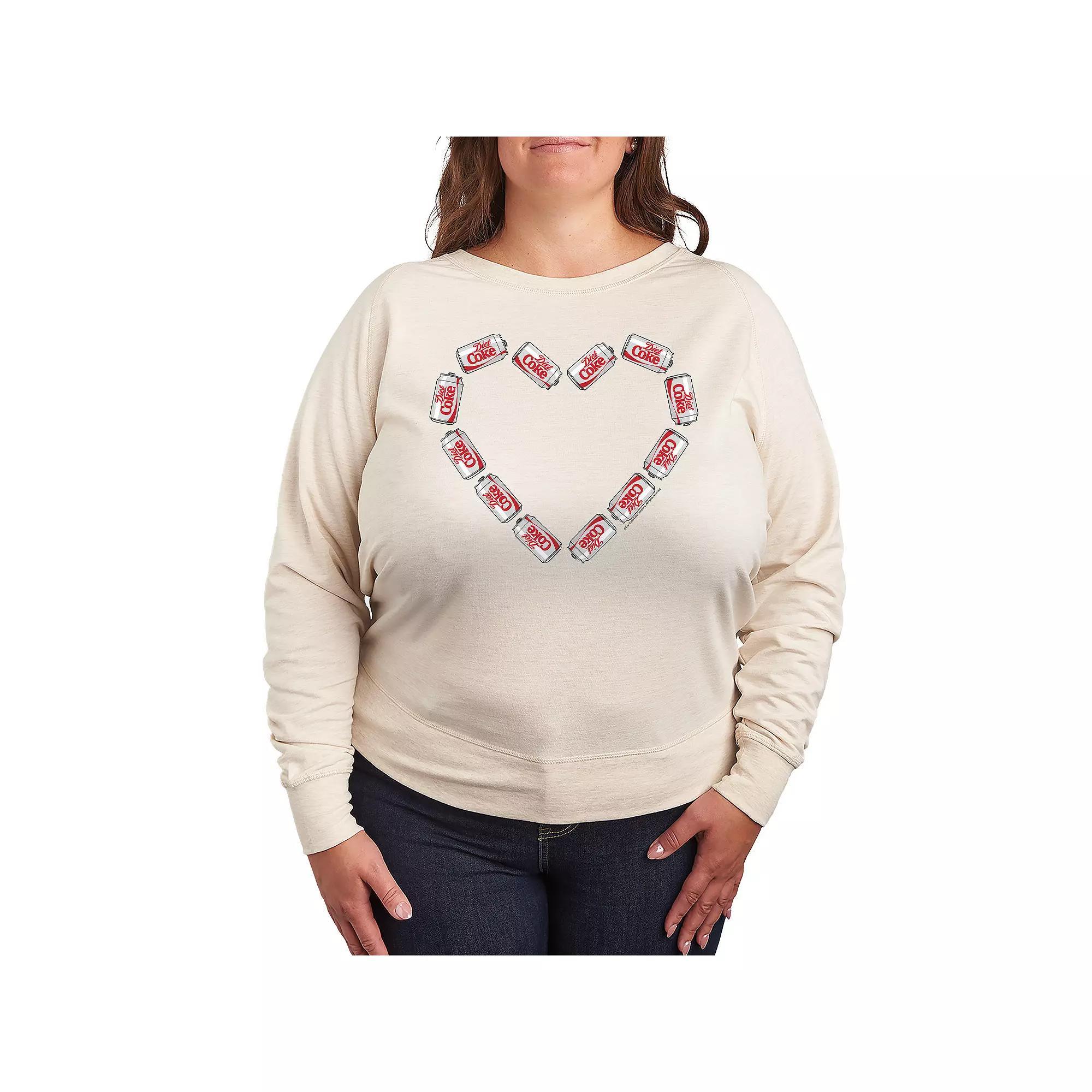 Plus Size Diet Coke Can Heart French Terry Long Sleeve Tee, Womens Product Image