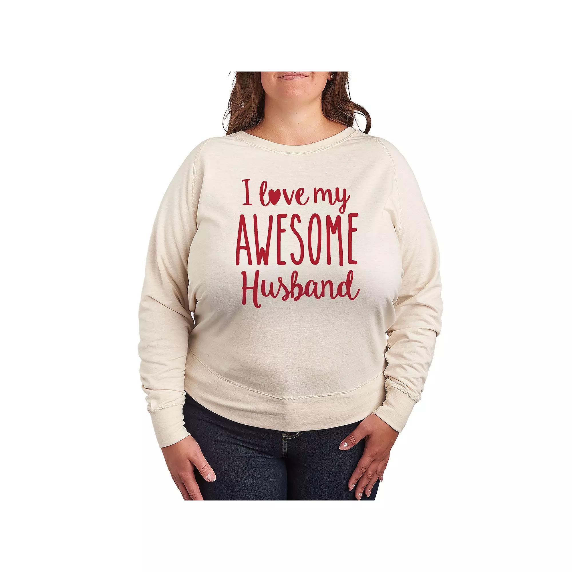 Plus Size Love My Awesome Husband Long Sleeve Graphic Tee, Womens Product Image