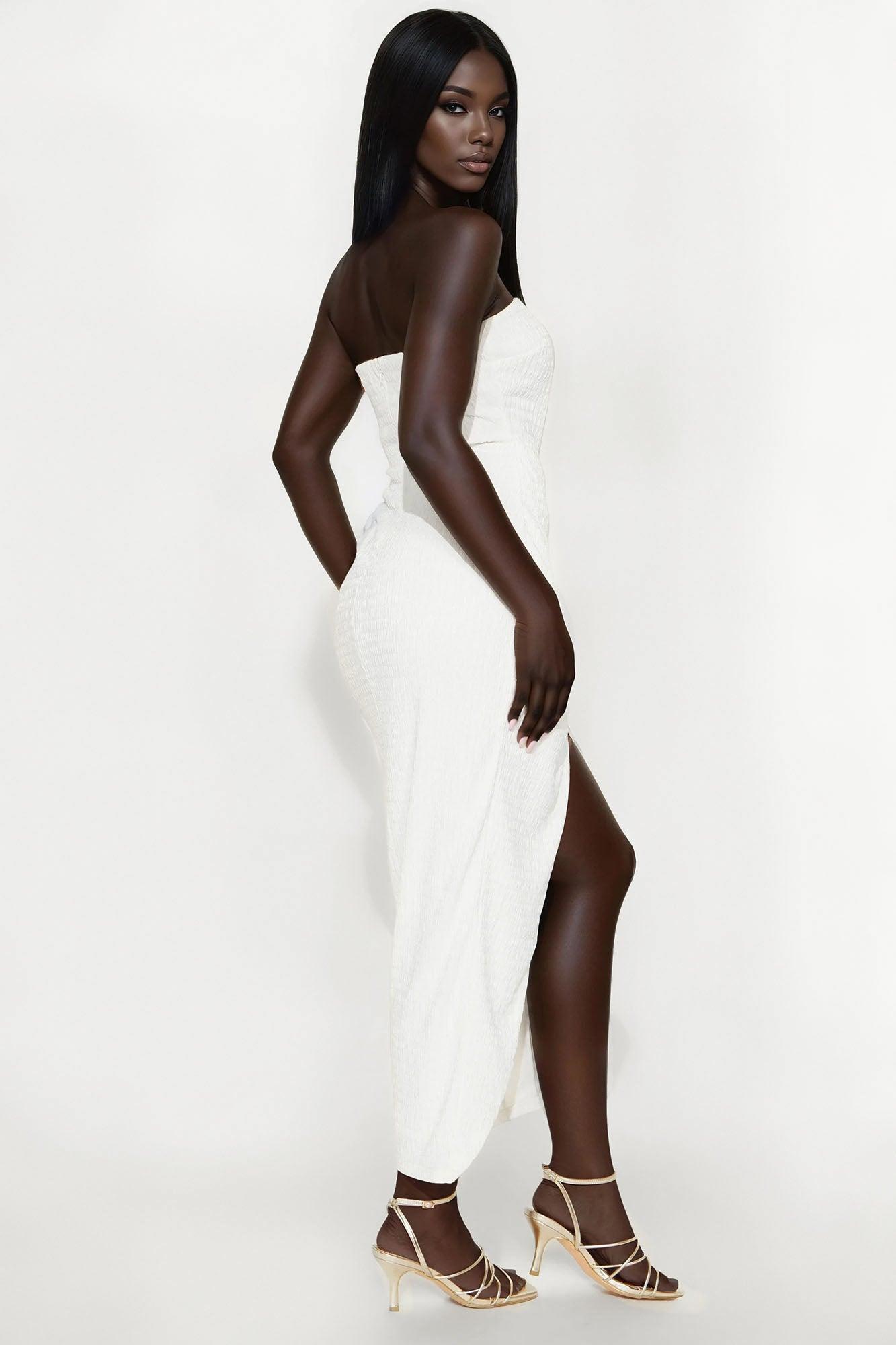 Alicia Textured Jacquard Maxi Dress - White Product Image