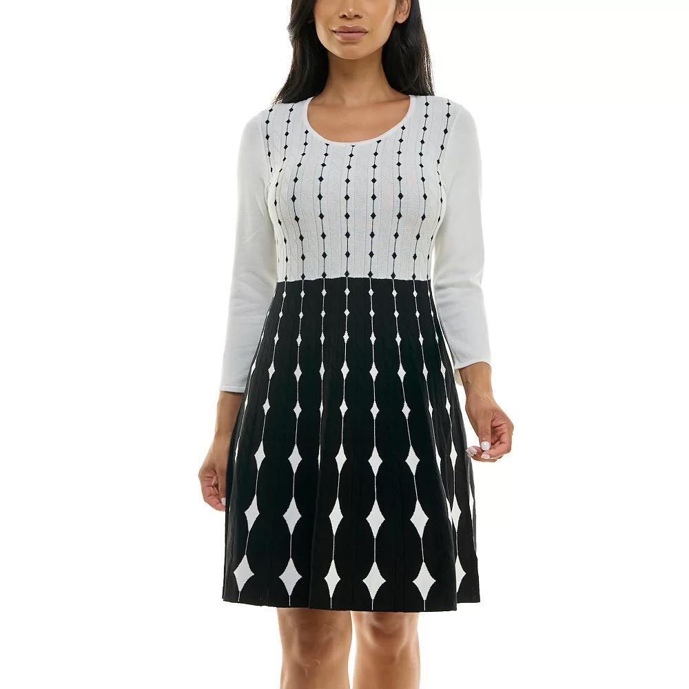 Women's Nina Leonard Fit & Flare Sweater Dress, Size: Medium, Black Product Image