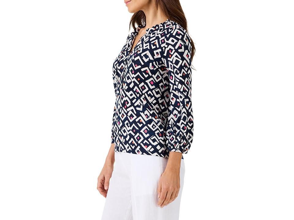 NIC+ZOE Petite Indigo Angles Top (Indigo Multi) Women's Clothing Product Image