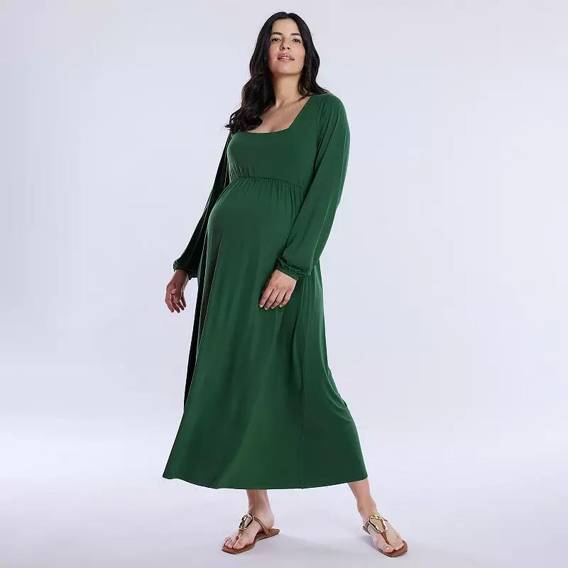 Maternity Motherhood® Empire Waist Maxi Dress, Women's, Size: XS-MAT, Vintage Blue Product Image