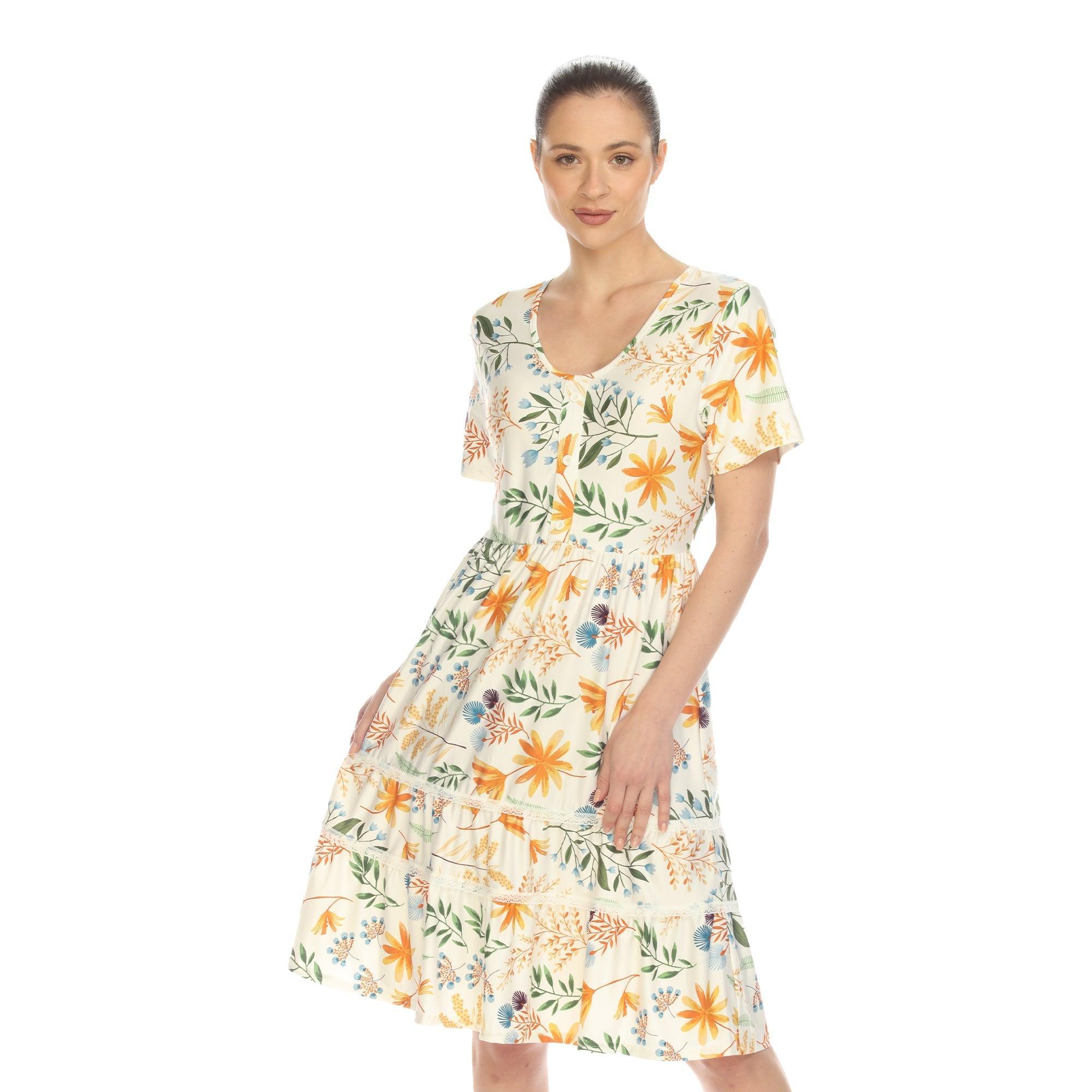 Floral Short Sleeve Knee Length Dress Product Image