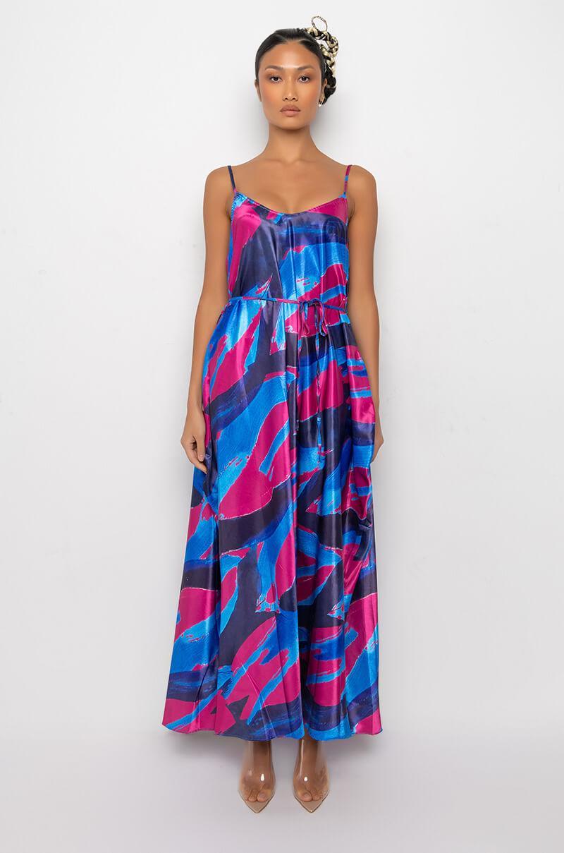 TROPICS READY SATIN MAXI DRESS Product Image