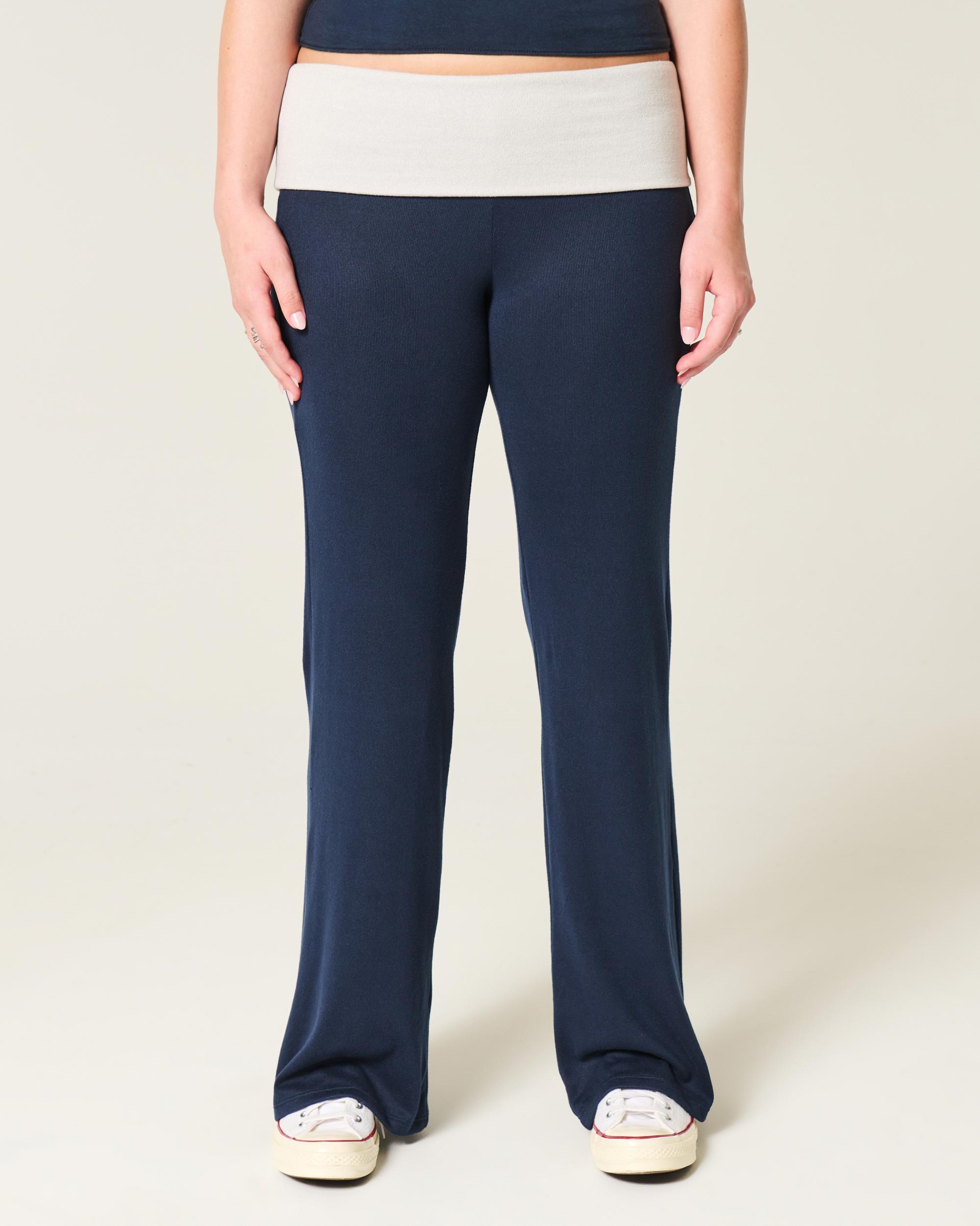 Foldover Waist Knit Flare Pants Product Image