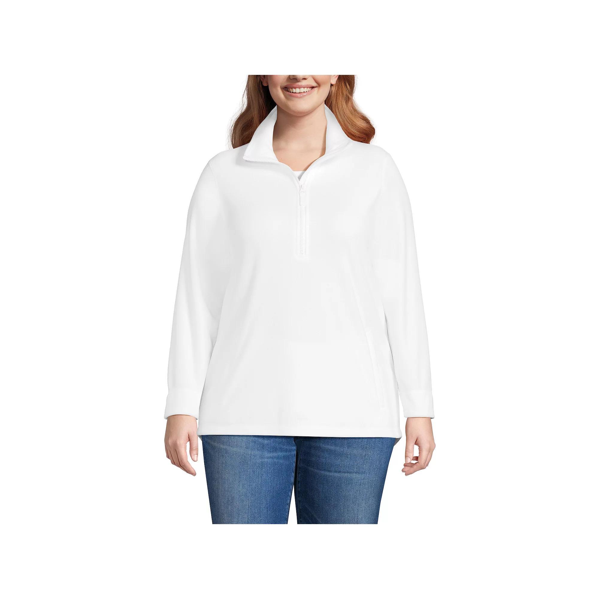 Plus Size Lands' End Quarter Zip Anyweather Fleece Pullover Tunic, Women's, Size: 3XL, White Product Image