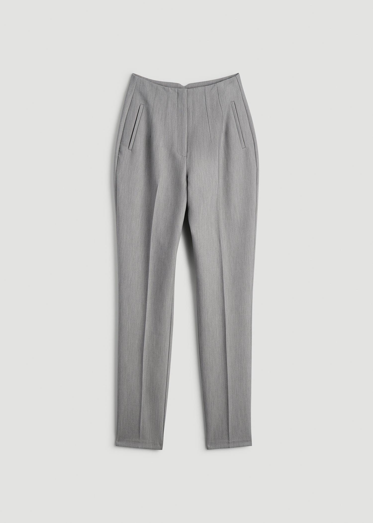 High Rise Pants with Darts for Tall Women in Ash Grey Mix Product Image