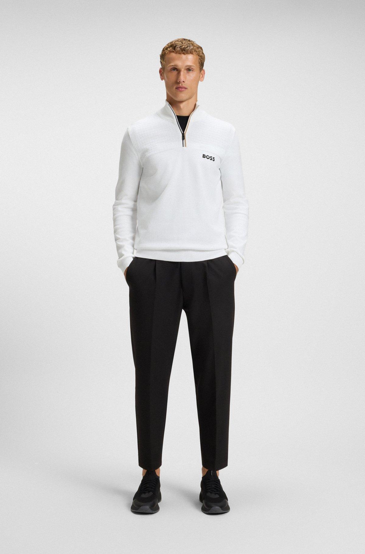 Water-repellent cotton sweater with zip neck Product Image