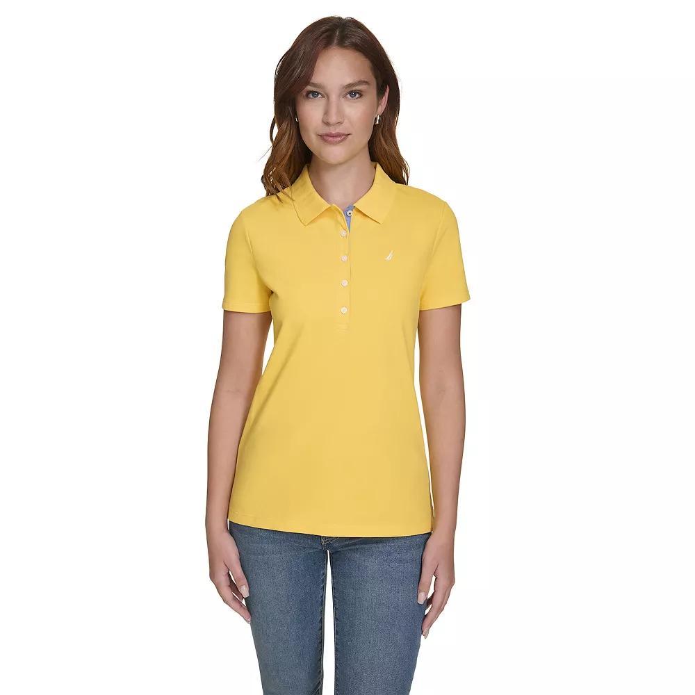 Women's Nautica Daisy Short Sleeve Polo, Size: Large, Black Product Image