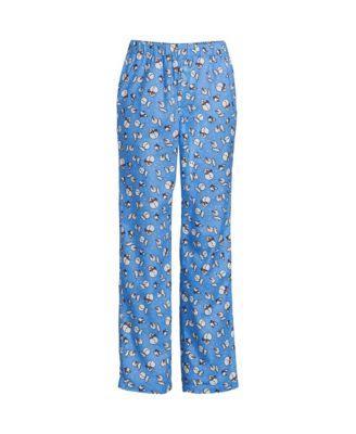 Petite Lands End Womens Flannel Pajama Pants Deep Blue Pups Product Image