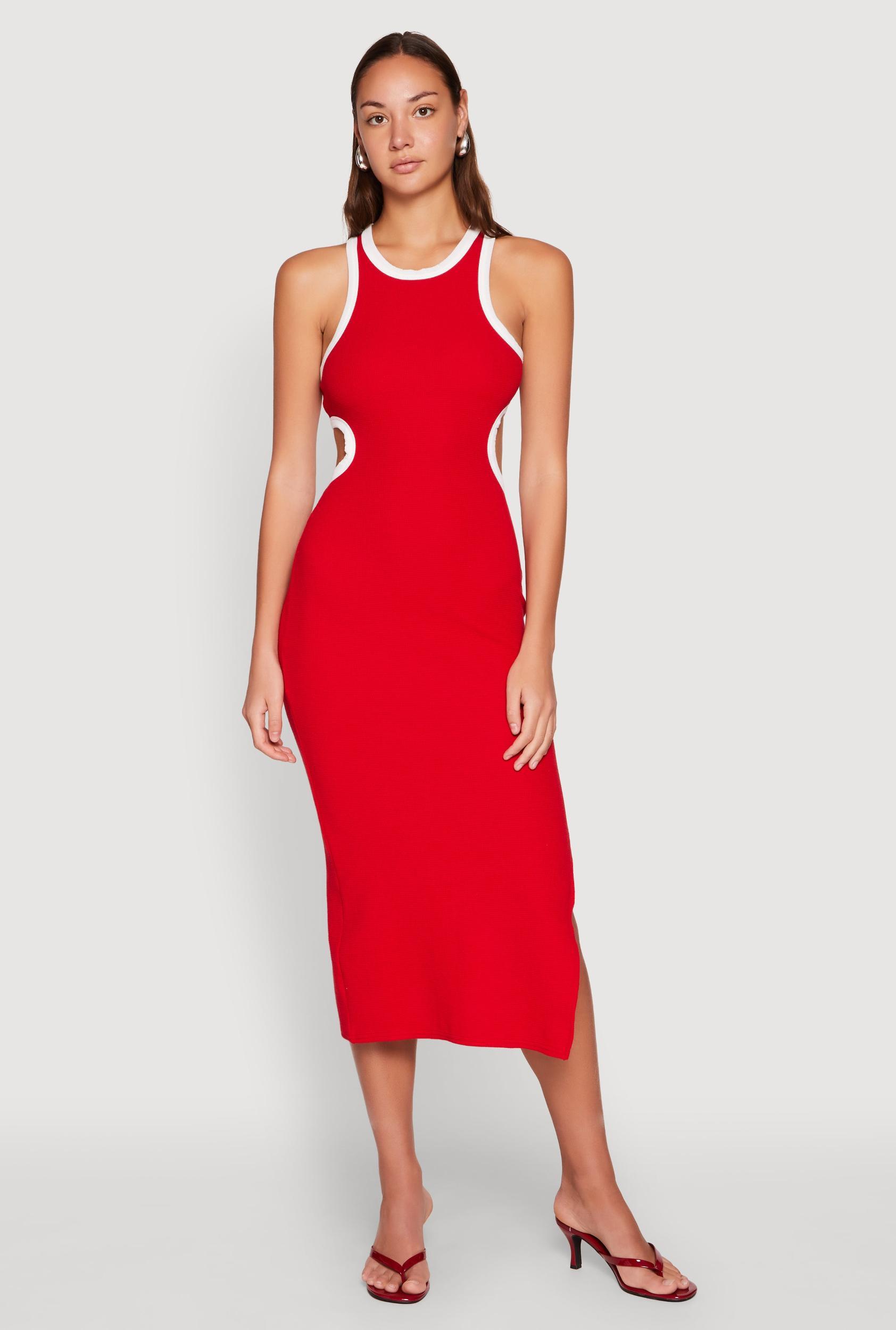 Womens Contrast Trim Cut Out Tank Dress Product Image