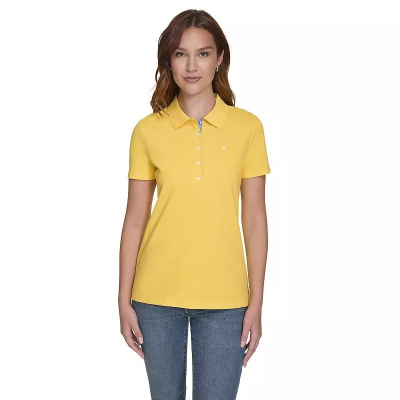 Women's Nautica Daisy Short Sleeve Polo, Size: Large, Black Product Image