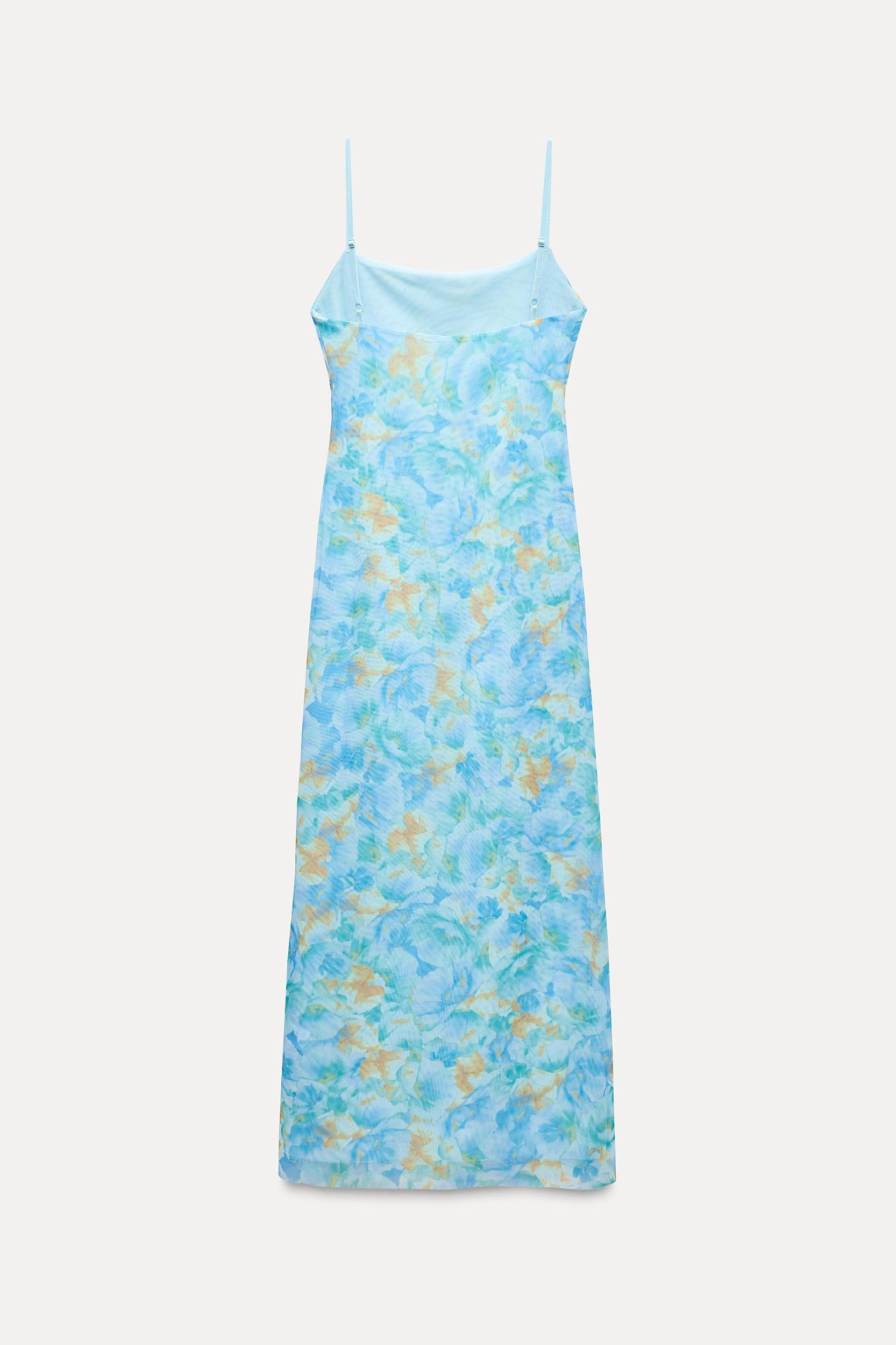 PRINTED TULLE MIDI DRESS Product Image