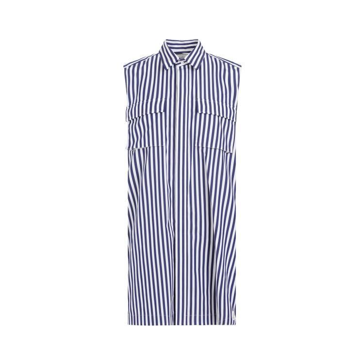 SACAI Button Detailed Striped Sleeveless Dress In Navy Stripe Product Image