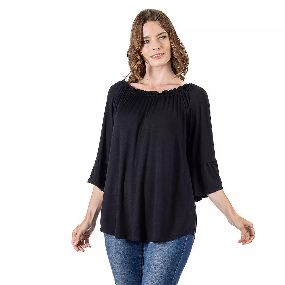 Womens 24Seven Comfort Apparel Bell Sleeve Tunic Top Purple Product Image
