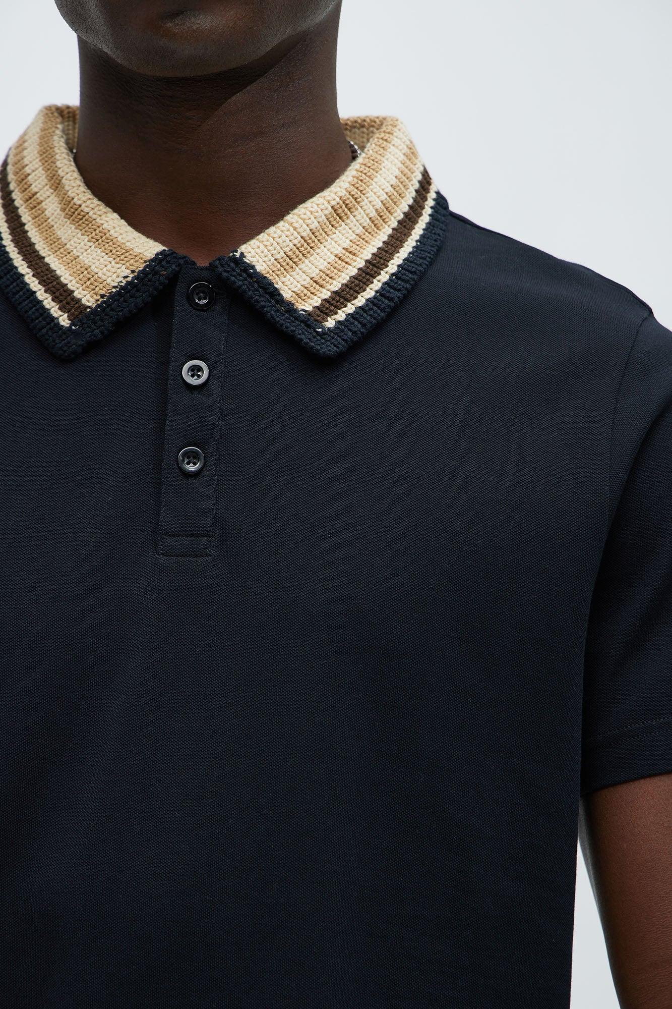 Anthony Contrast Collar Short Sleeve Polo - Black/combo Product Image