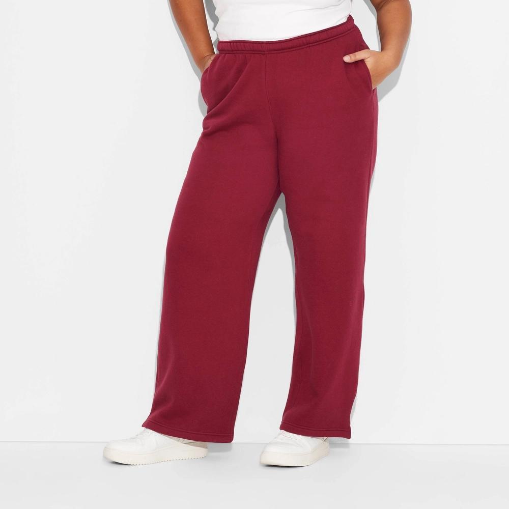 Womens High-Rise Straight Leg Sweatpants - Wild Fable Berry Red 2X Product Image