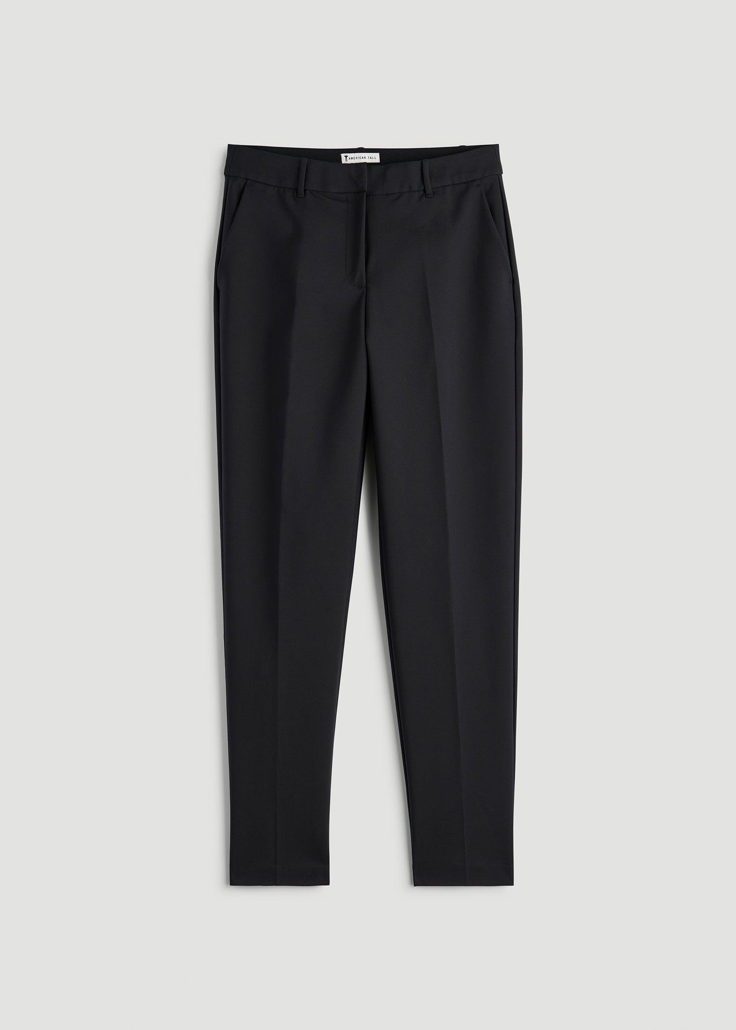 Flat Front Tapered Dress Pants for Tall Women in Black Product Image