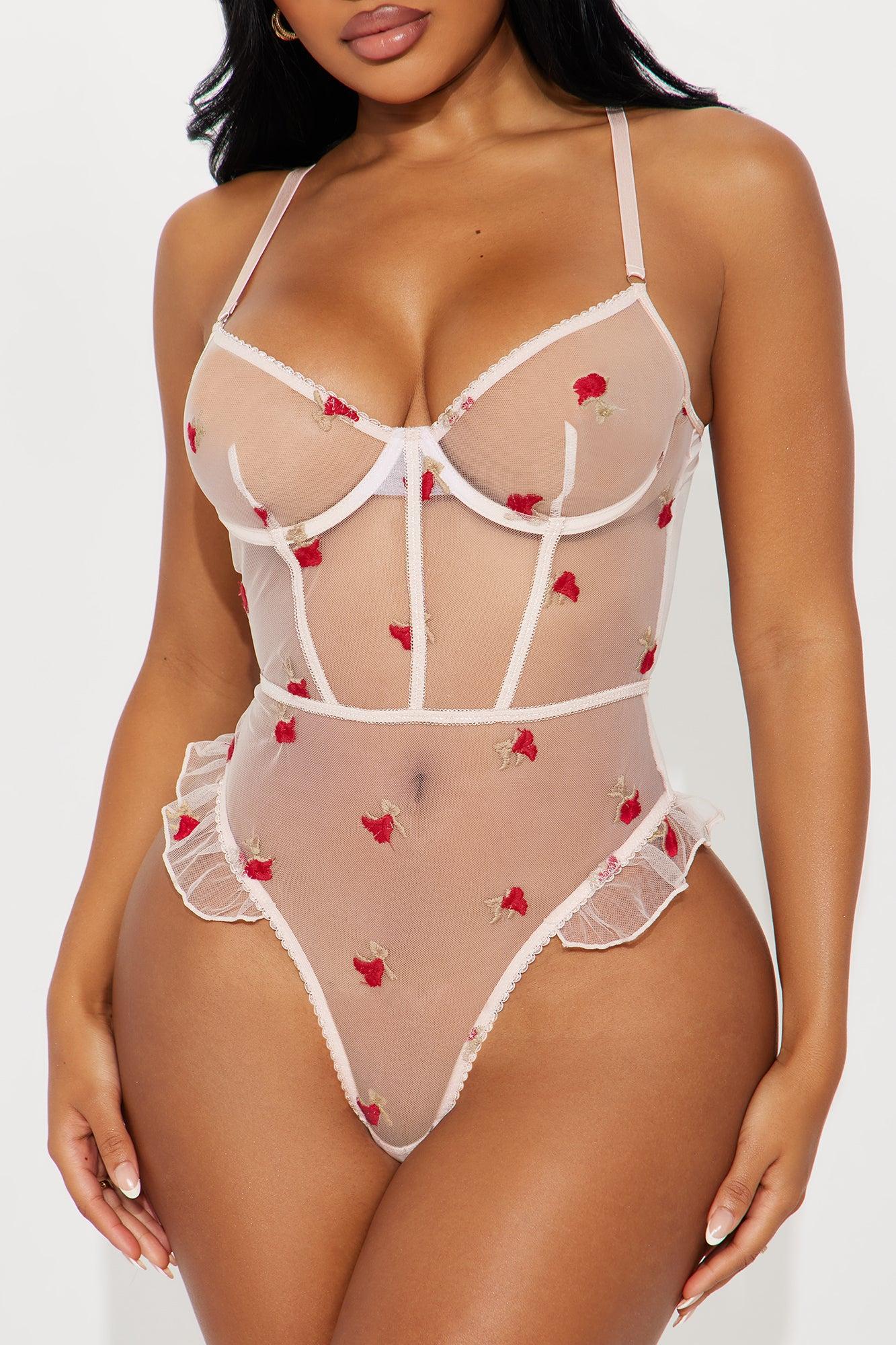 Love Me Lots Mesh Thong Teddy - Pink/combo Product Image