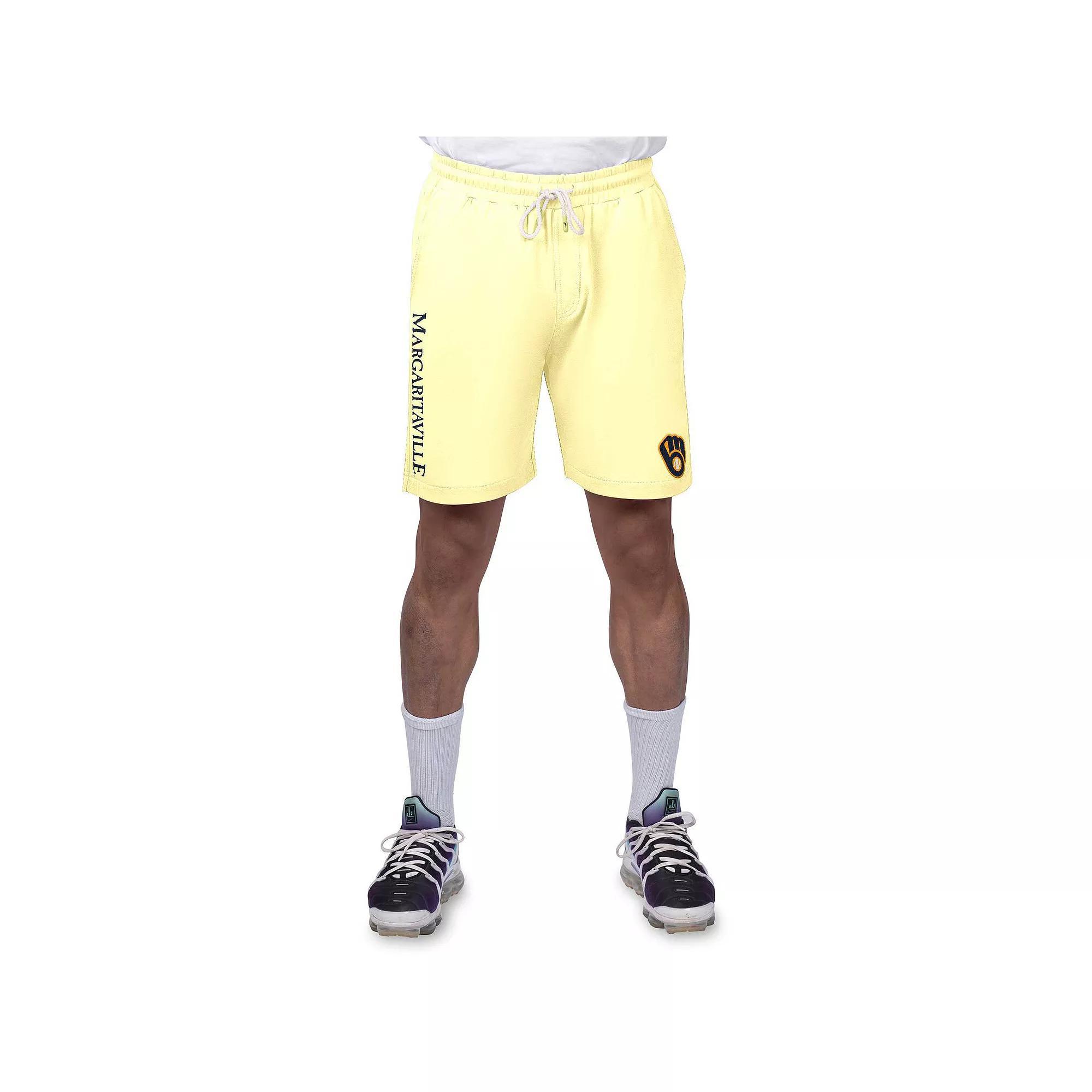 Men's Margaritaville Yellow New York Mets Peached French Terry Shorts, Size: Medium Product Image