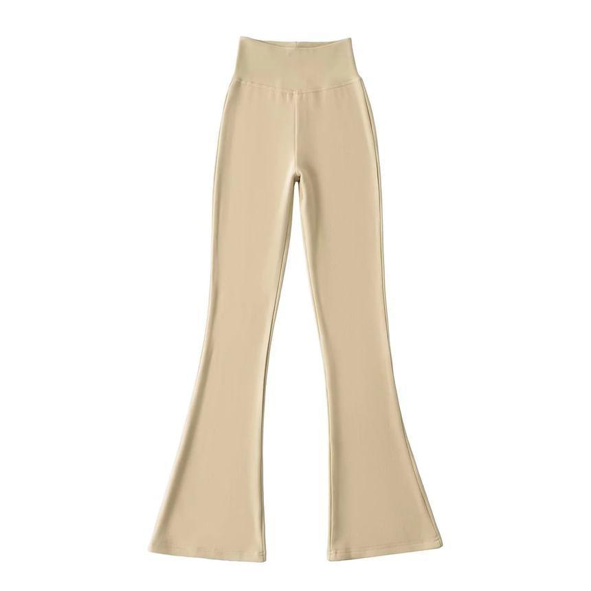 High Waist Plain Bootcut Pants Product Image