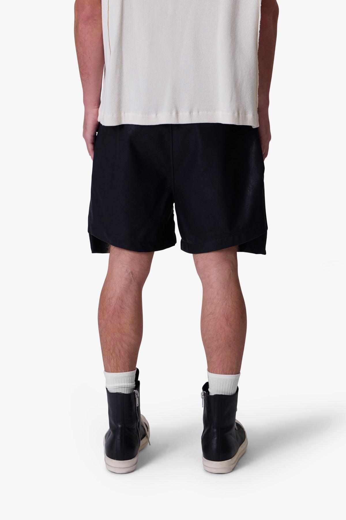 Leather Pocket Geo Shorts - Black Product Image