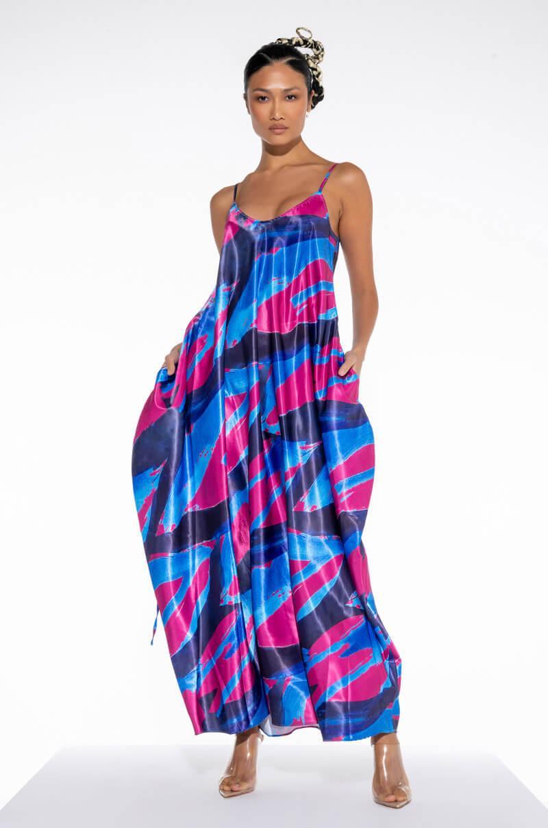 TROPICS READY SATIN MAXI DRESS Product Image