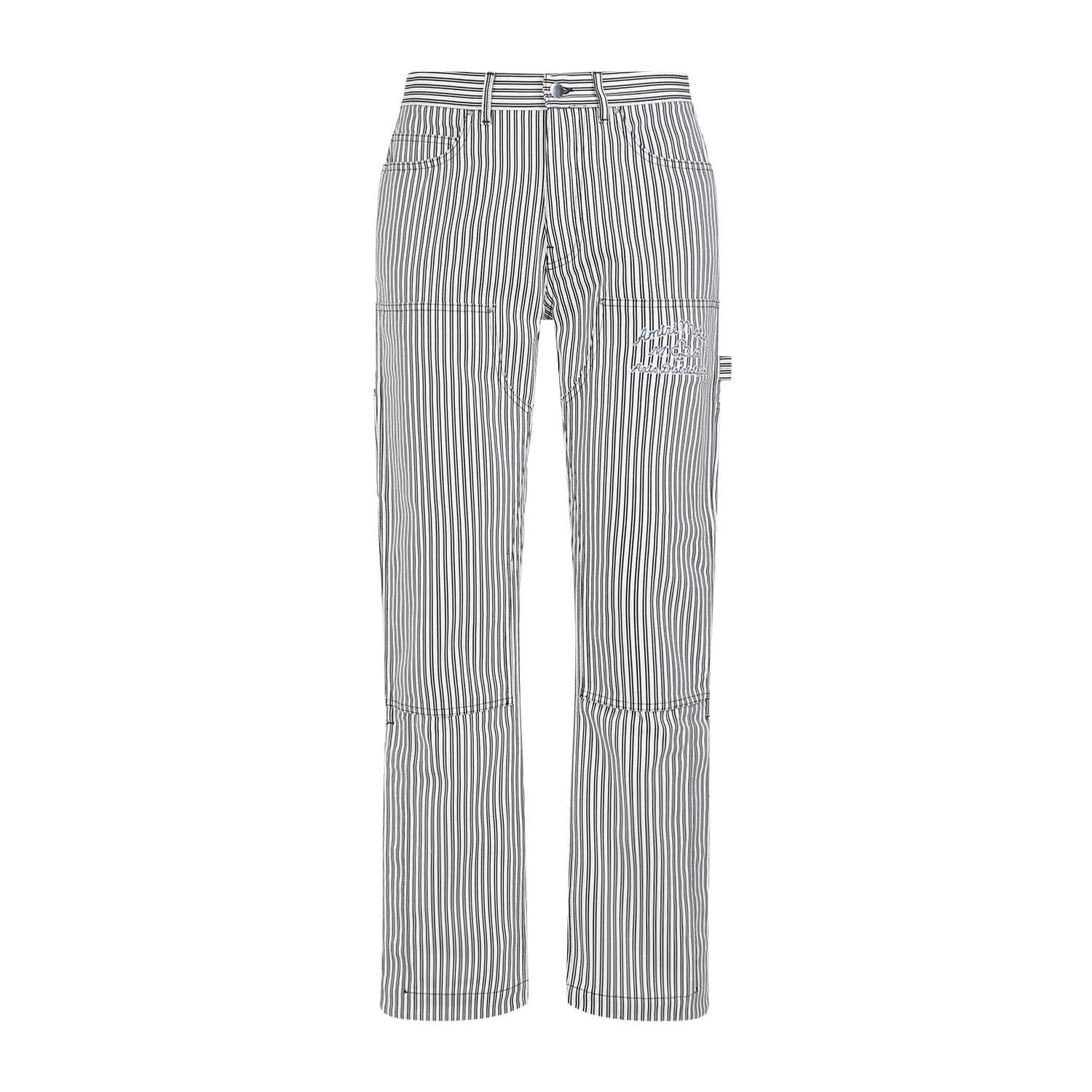Striped Cotton Carpenter Pant In Black White Product Image