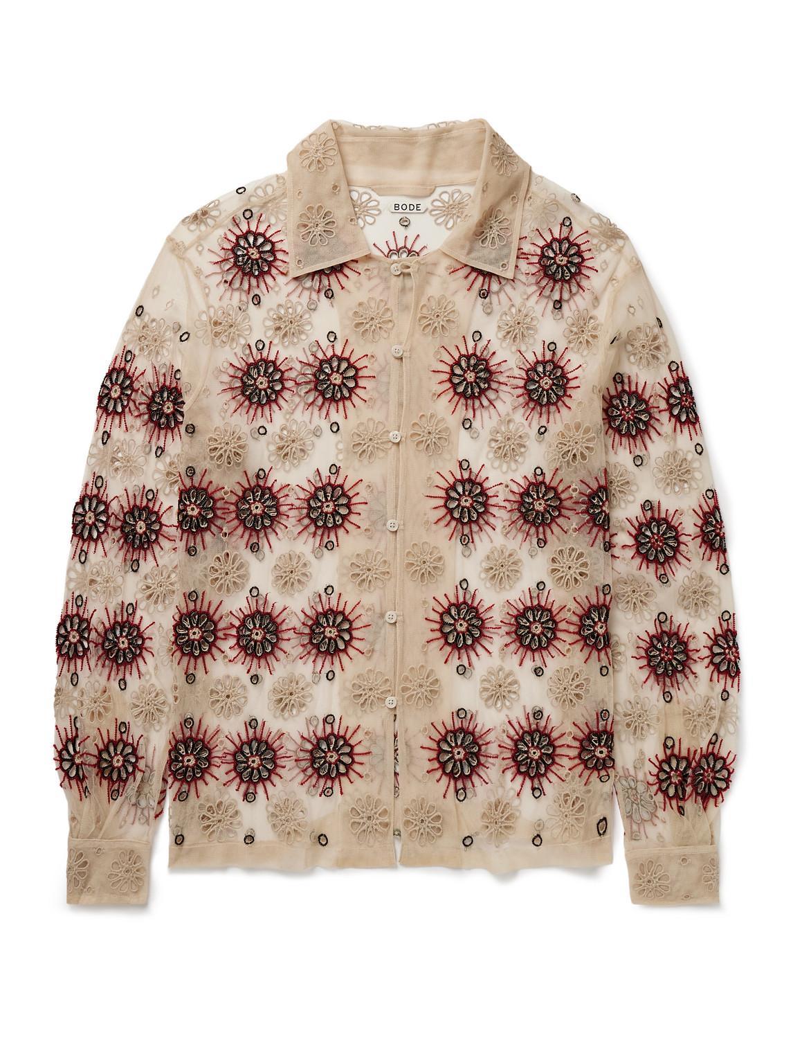 BODE Off-white Solarium Long Sleeve Shirt In Neutrals Product Image
