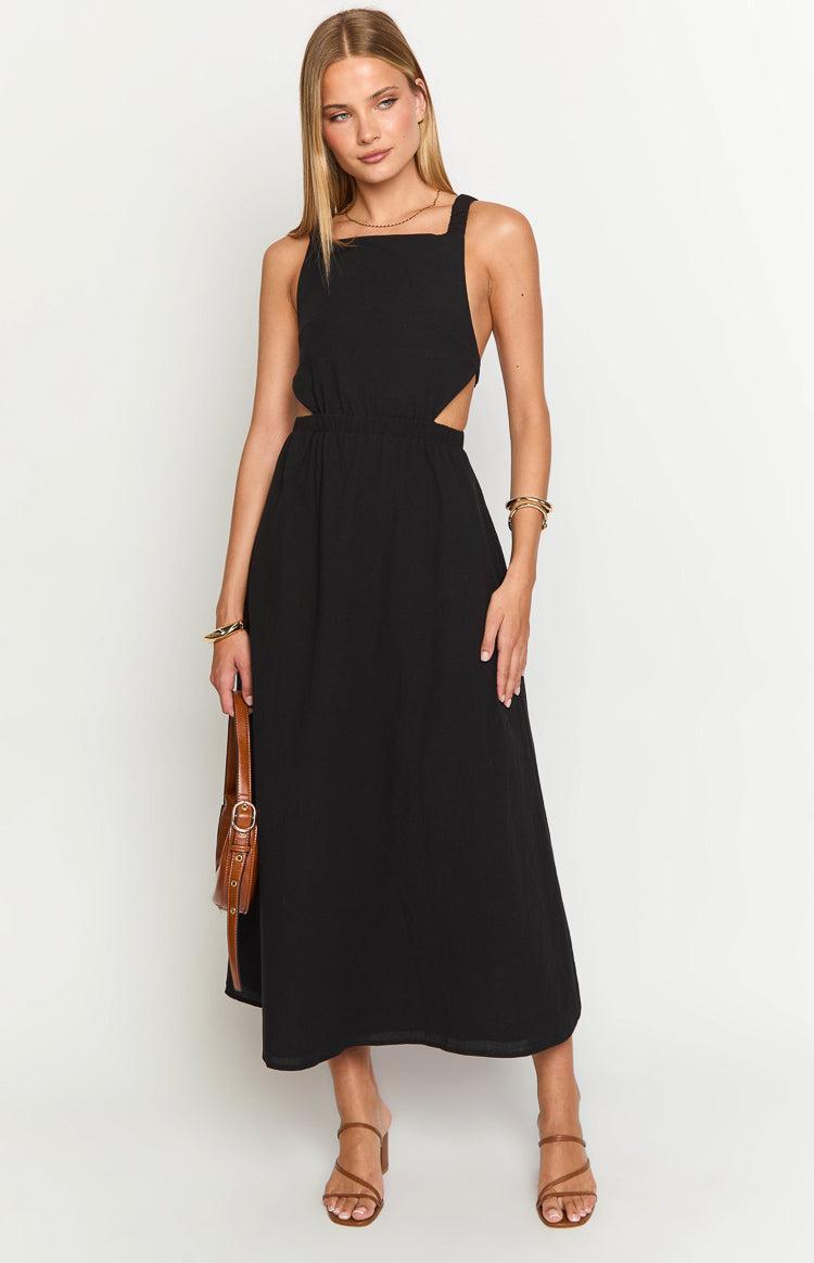 Kensie Black Backless Midi Dress Product Image