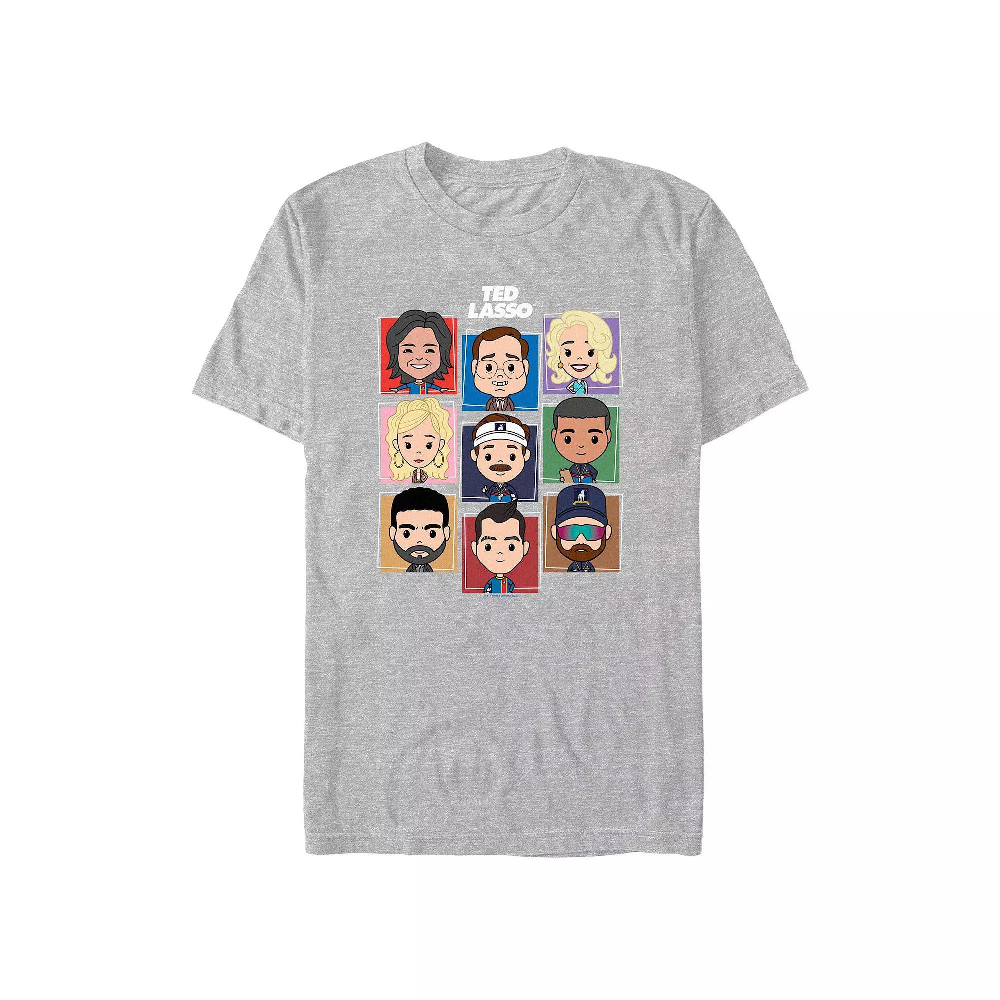 Men's Ted Lasso Cute Cartoon Characters Graphic Tee, Size: XL, Athletic Grey Product Image