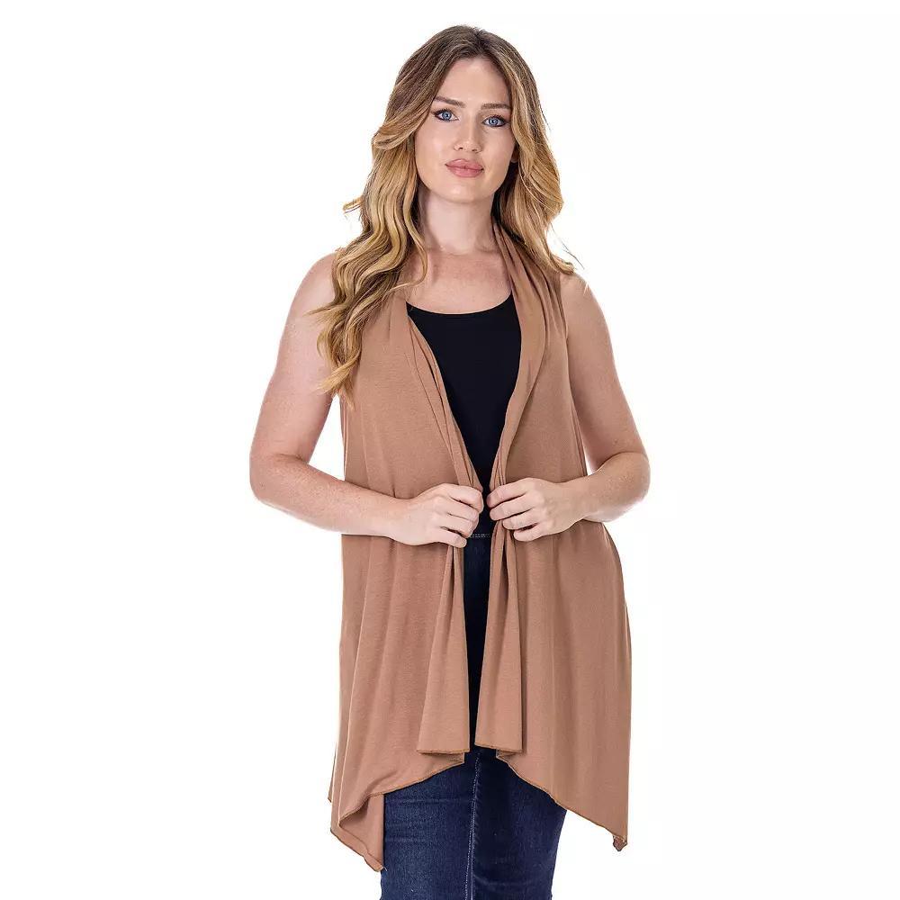 Women's 24Seven Comfort Apparel Draped Open Front Sleeveless Cardigan Vest, Size: 1XL, Nude Product Image