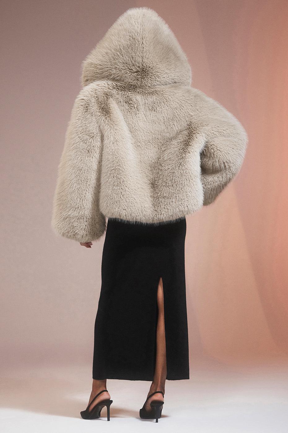 Opulent Faux Fur Statement Jacket - Oat Product Image