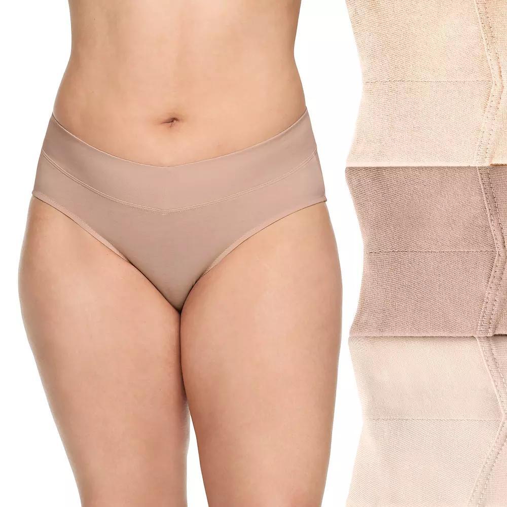 Women's Warners No Pinching No Problems® 3-pk. Dig-Free Mid-Waist Hipster Panty Set RU4403P, Size: XXL, Sandshell Product Image