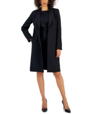 Nipon Boutique Womens Longline Jacket Topper & Belted Sleeveless Sheath Dress Product Image