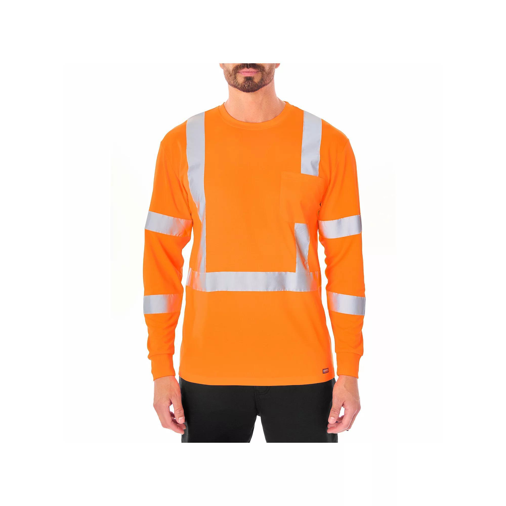 Men's Smith's Workwear Long Sleeve High-Visibility Reflective Safety Tee, Size: XL, Laser Yellow Product Image
