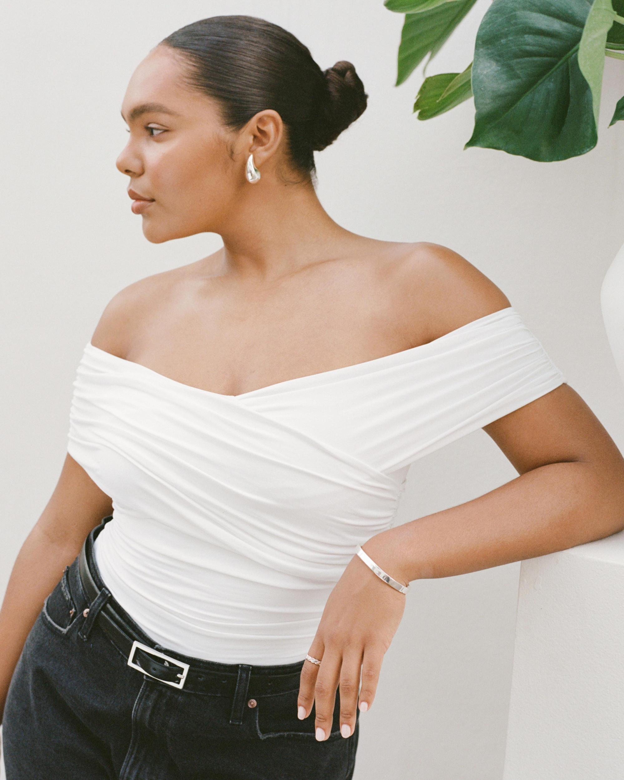 Off-The-Shoulder Ruched Wrap Top Product Image