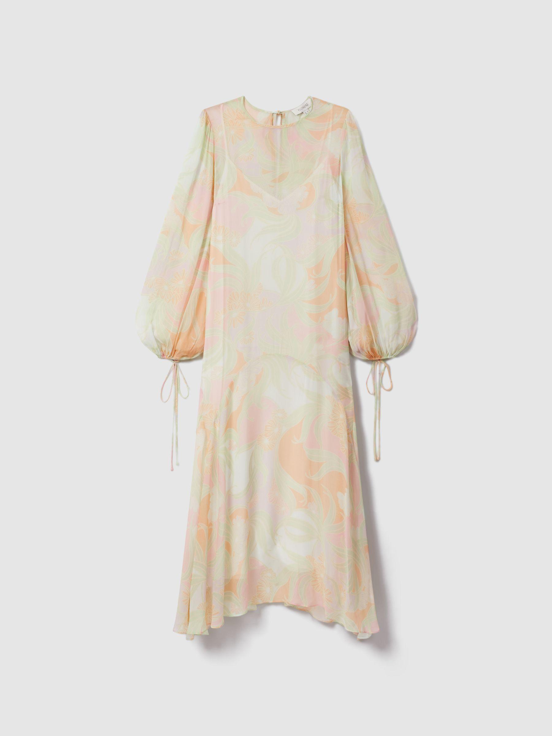 Florere Multi Florere Sheer Asymmetric Midi Dress Product Image