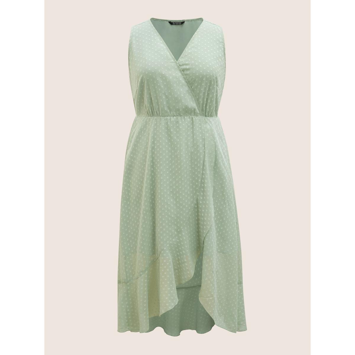 Plus Size Overlap Collar Texture See Through Dress Palemauve Women Elegant Texture Overlap Collar Sleeveless Curvy BloomChic 22-24/3X Product Image