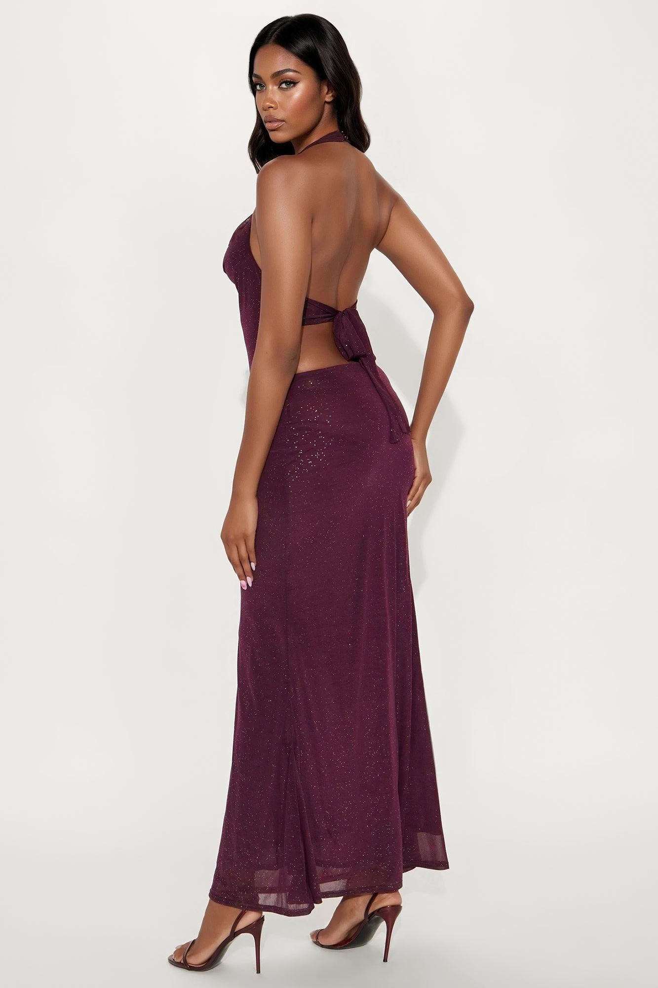 Serena Cowl Neck Maxi Dress - Plum Product Image