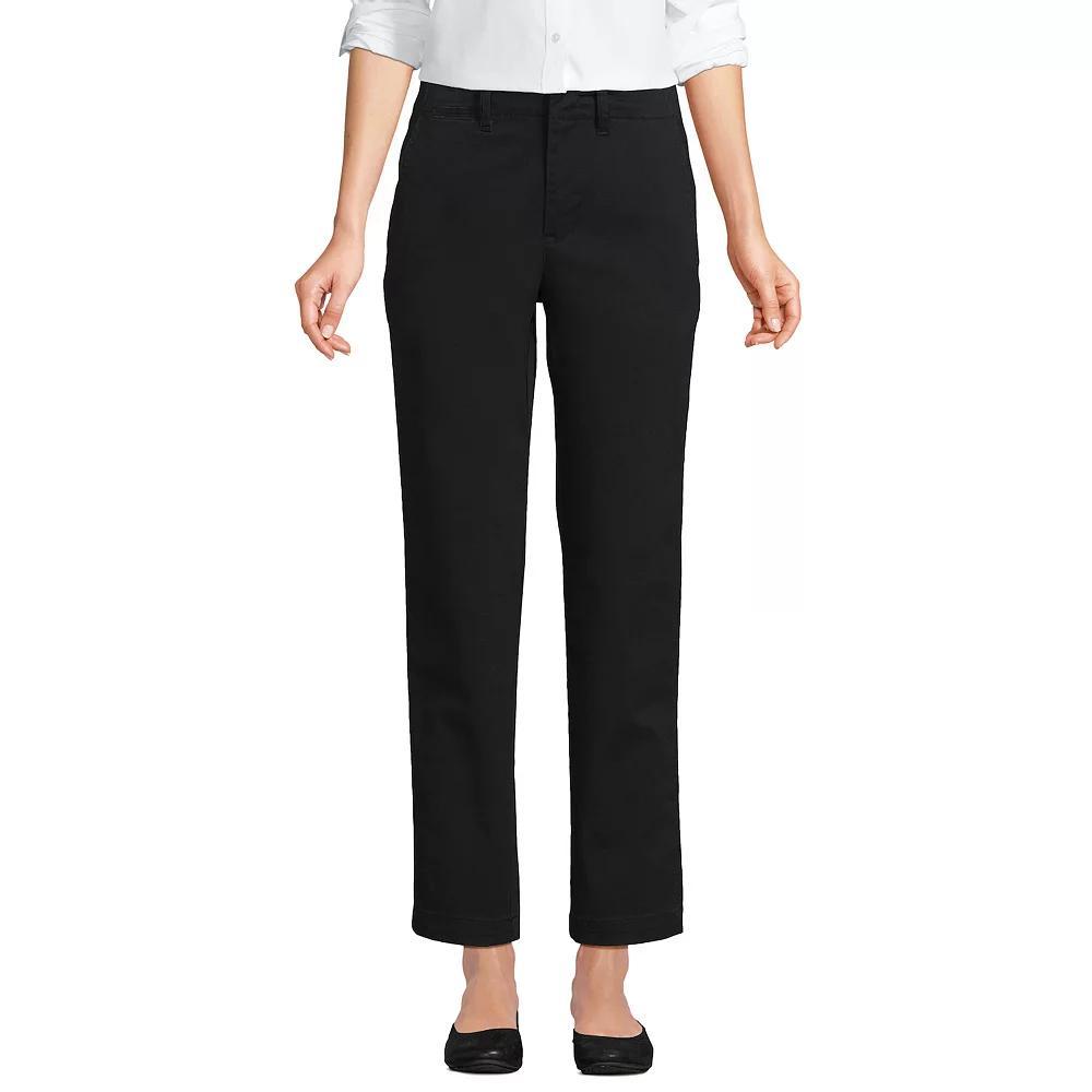 Women's Lands' End Mid Rise Classic Straight Leg Chino Ankle Pants, Size: 8, Black Product Image