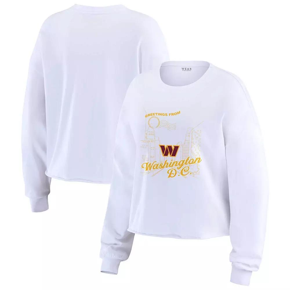 Womens WEAR by Erin Andrews White Washington Commanders Postcard Cropped Long Sleeve Top Product Image